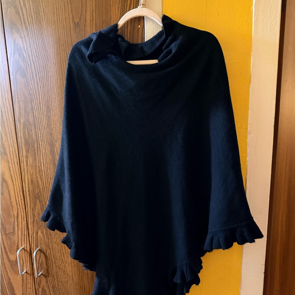 Black Ruffled Poncho